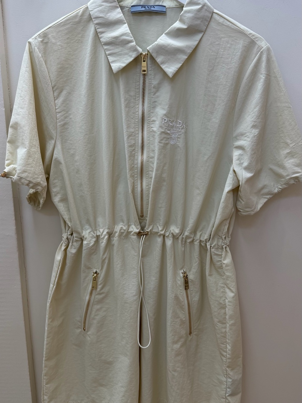 Prada Zip-Front Drawstring Mini Dress - Picture 5 of 8